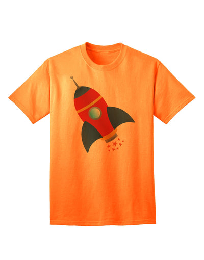 Stellar Space Rocket Ship and Stars Adult T-Shirt by TooLoud-Mens T-shirts-TooLoud-Neon-Orange-Small-Davson Sales