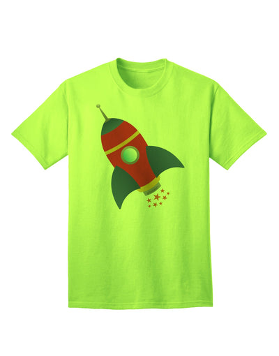 Stellar Space Rocket Ship and Stars Adult T-Shirt by TooLoud-Mens T-shirts-TooLoud-Neon-Green-Small-Davson Sales