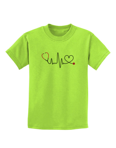 Stethoscope Heartbeat Childrens T-Shirt-Childrens T-Shirt-TooLoud-Lime-Green-X-Small-Davson Sales