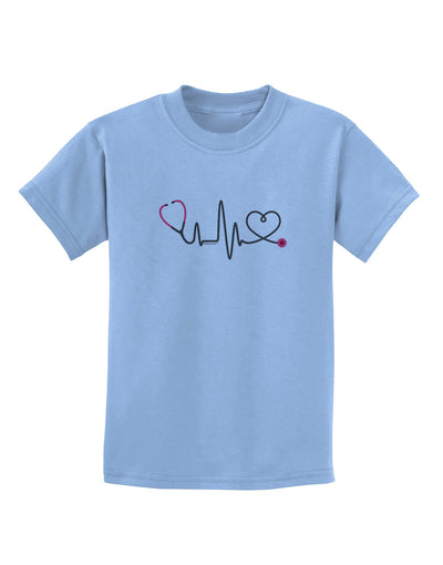 Stethoscope Heartbeat Childrens T-Shirt-Childrens T-Shirt-TooLoud-Light-Blue-X-Small-Davson Sales