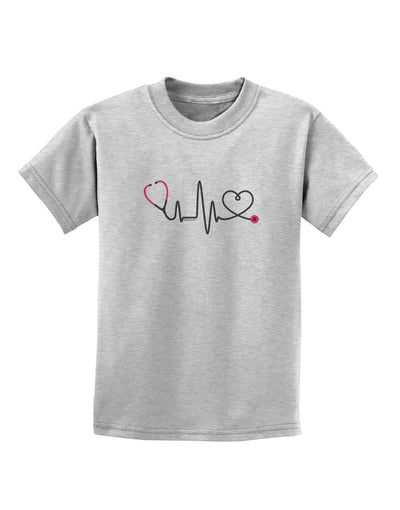 Stethoscope Heartbeat Childrens T-Shirt-Childrens T-Shirt-TooLoud-AshGray-X-Small-Davson Sales