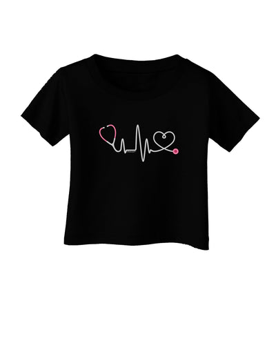 Stethoscope Heartbeat Infant T-Shirt Dark-Infant T-Shirt-TooLoud-Black-06-Months-Davson Sales