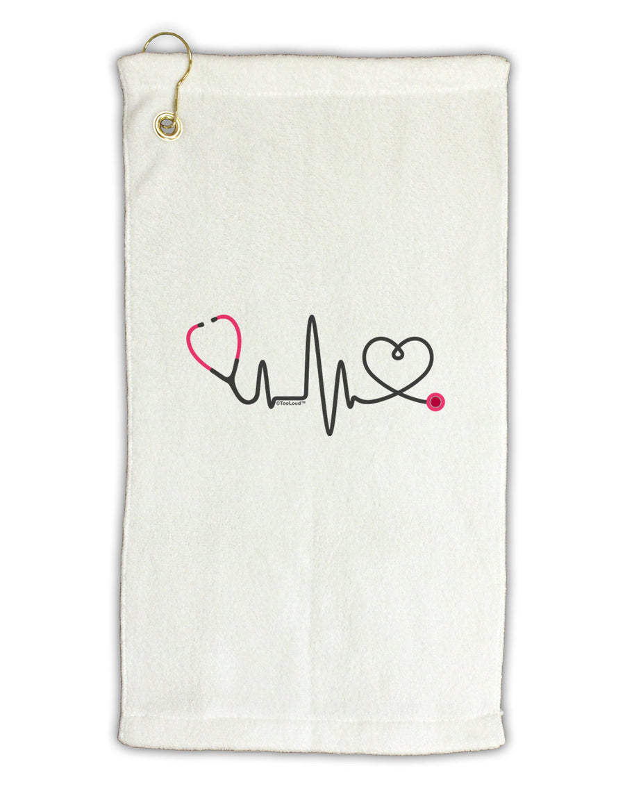 Stethoscope Heartbeat Micro Terry Gromet Golf Towel 16 x 25 inch-Golf Towel-TooLoud-White-Davson Sales