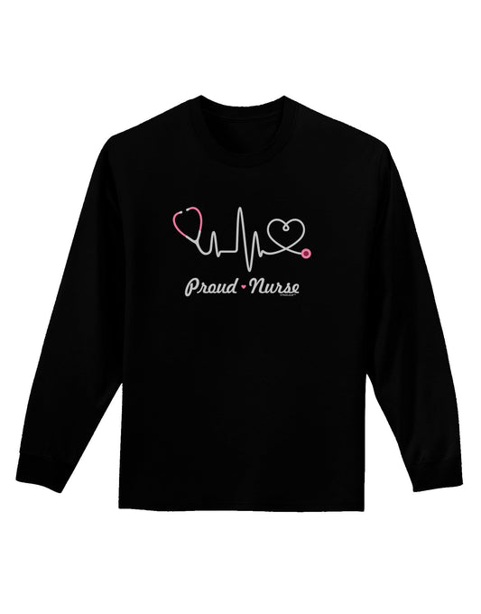 Stethoscope Heartbeat Text Adult Long Sleeve Dark T-Shirt-TooLoud-Black-Small-Davson Sales