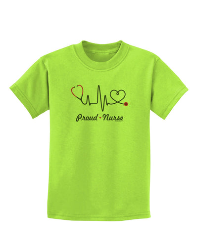 Stethoscope Heartbeat Text Childrens T-Shirt-Childrens T-Shirt-TooLoud-Lime-Green-X-Small-Davson Sales