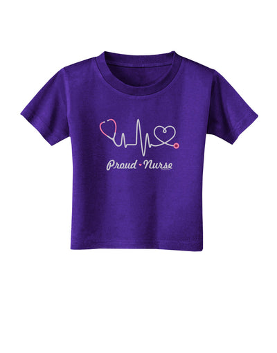 Stethoscope Heartbeat Text Toddler T-Shirt Dark-Toddler T-Shirt-TooLoud-Purple-2T-Davson Sales