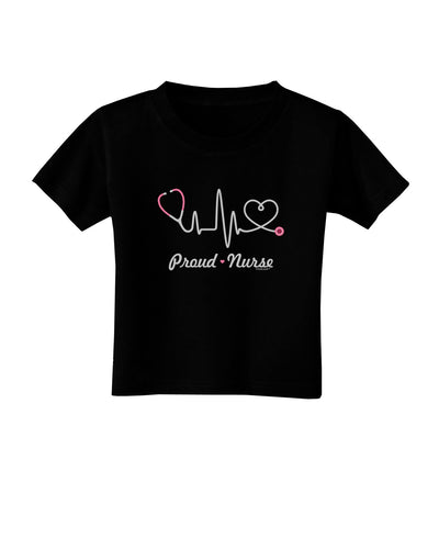 Stethoscope Heartbeat Text Toddler T-Shirt Dark-Toddler T-Shirt-TooLoud-Black-2T-Davson Sales