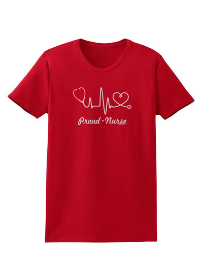 Stethoscope Heartbeat Text Womens Dark T-Shirt-TooLoud-Red-X-Small-Davson Sales