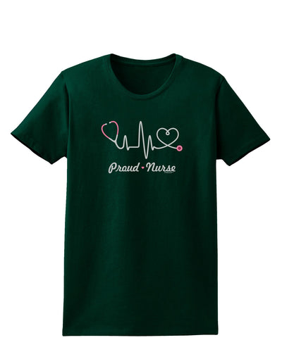 Stethoscope Heartbeat Text Womens Dark T-Shirt-TooLoud-Forest-Green-Small-Davson Sales