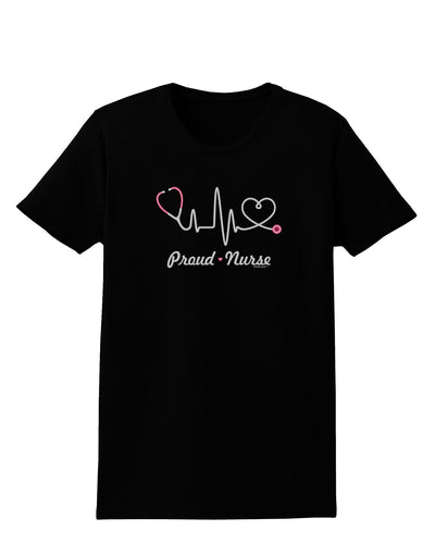 Stethoscope Heartbeat Text Womens Dark T-Shirt-TooLoud-Black-X-Small-Davson Sales