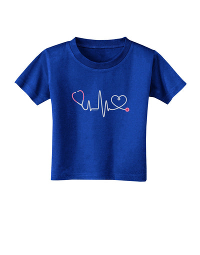 Stethoscope Heartbeat Toddler T-Shirt Dark-Toddler T-Shirt-TooLoud-Royal-Blue-2T-Davson Sales
