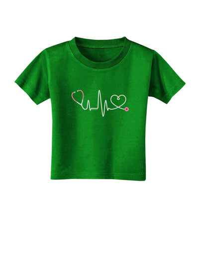 Stethoscope Heartbeat Toddler T-Shirt Dark-Toddler T-Shirt-TooLoud-Clover-Green-2T-Davson Sales