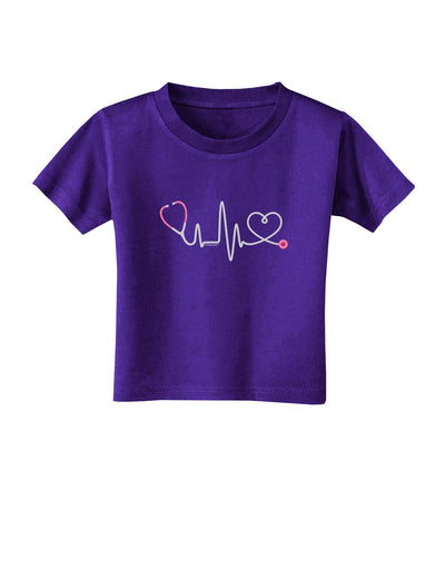 Stethoscope Heartbeat Toddler T-Shirt Dark-Toddler T-Shirt-TooLoud-Purple-2T-Davson Sales
