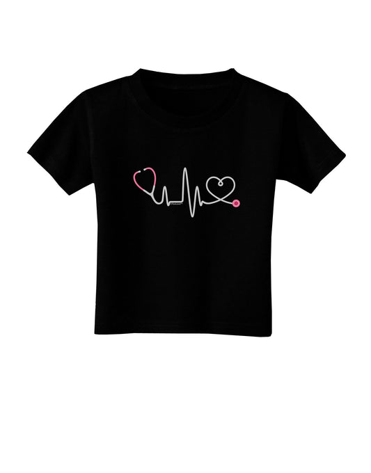 Stethoscope Heartbeat Toddler T-Shirt Dark-Toddler T-Shirt-TooLoud-Black-2T-Davson Sales