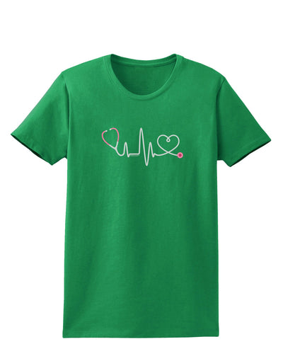 Stethoscope Heartbeat Womens Dark T-Shirt-TooLoud-Kelly-Green-X-Small-Davson Sales