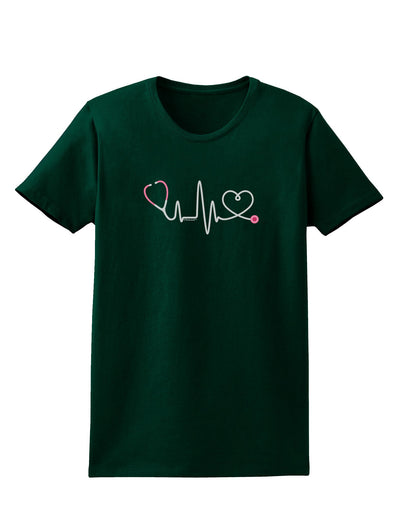 Stethoscope Heartbeat Womens Dark T-Shirt-TooLoud-Forest-Green-Small-Davson Sales