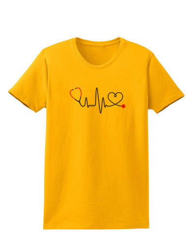 Stethoscope Heartbeat Womens T-Shirt-Womens T-Shirt-TooLoud-Gold-X-Small-Davson Sales
