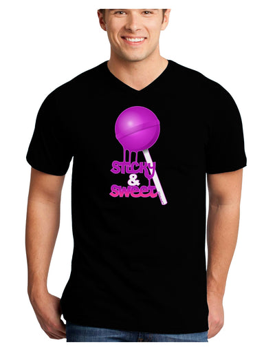 Sticky & Sweet Lollipop Adult Dark V-Neck T-Shirt-Mens V-Neck T-Shirt-TooLoud-Black-Small-Davson Sales