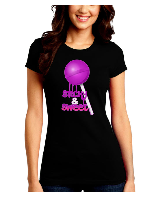 Sticky & Sweet Lollipop Juniors Petite Crew Dark T-Shirt-T-Shirts Juniors Tops-TooLoud-Black-Juniors Fitted Small-Davson Sales