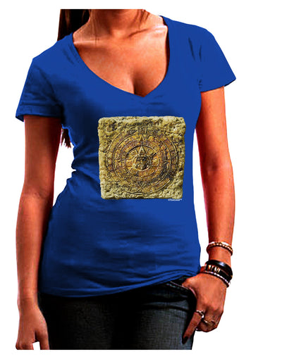 Stone Carving Sepia Juniors V-Neck Dark T-Shirt-Womens V-Neck T-Shirts-TooLoud-Royal-Blue-Juniors Fitted Small-Davson Sales