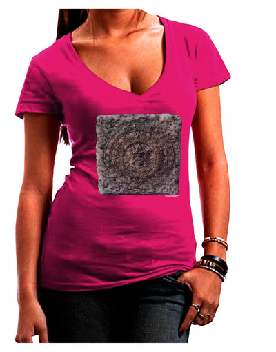 Stone Carving Watercolor Juniors V-Neck Dark T-Shirt-Womens V-Neck T-Shirts-TooLoud-Hot-Pink-Juniors Fitted Small-Davson Sales