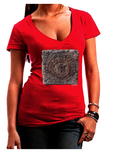 Stone Carving Watercolor Juniors V-Neck Dark T-Shirt-Womens V-Neck T-Shirts-TooLoud-Red-Juniors Fitted Small-Davson Sales