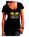 Stop Staring At My Tacos Womens V-Neck Dark T-Shirt-Womens V-Neck T-Shirts-TooLoud-Black-Juniors Fitted Small-Davson Sales