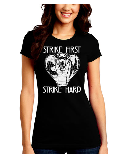 Strike First Strike Hard Cobra Dark Juniors Petite Crew Dark T-Shirt B