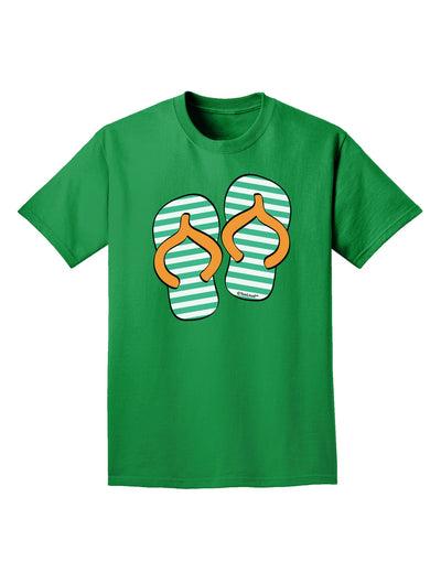 Striped Flip Flops - Teal and Orange Adult Dark T-Shirt-Mens T-Shirt-TooLoud-Kelly-Green-Small-Davson Sales