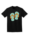 Striped Flip Flops - Teal and Orange Adult Dark T-Shirt-Mens T-Shirt-TooLoud-Black-Small-Davson Sales