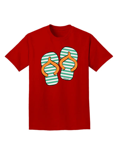 Striped Flip Flops - Teal and Orange Adult Dark T-Shirt-Mens T-Shirt-TooLoud-Red-Small-Davson Sales