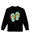 Striped Flip Flops - Teal and Orange Adult Long Sleeve Dark T-Shirt-TooLoud-Black-Small-Davson Sales