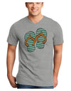 Striped Flip Flops - Teal and Orange Adult V-Neck T-shirt-Mens V-Neck T-Shirt-TooLoud-HeatherGray-Small-Davson Sales