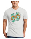 Striped Flip Flops - Teal and Orange Adult V-Neck T-shirt-Mens V-Neck T-Shirt-TooLoud-White-Small-Davson Sales