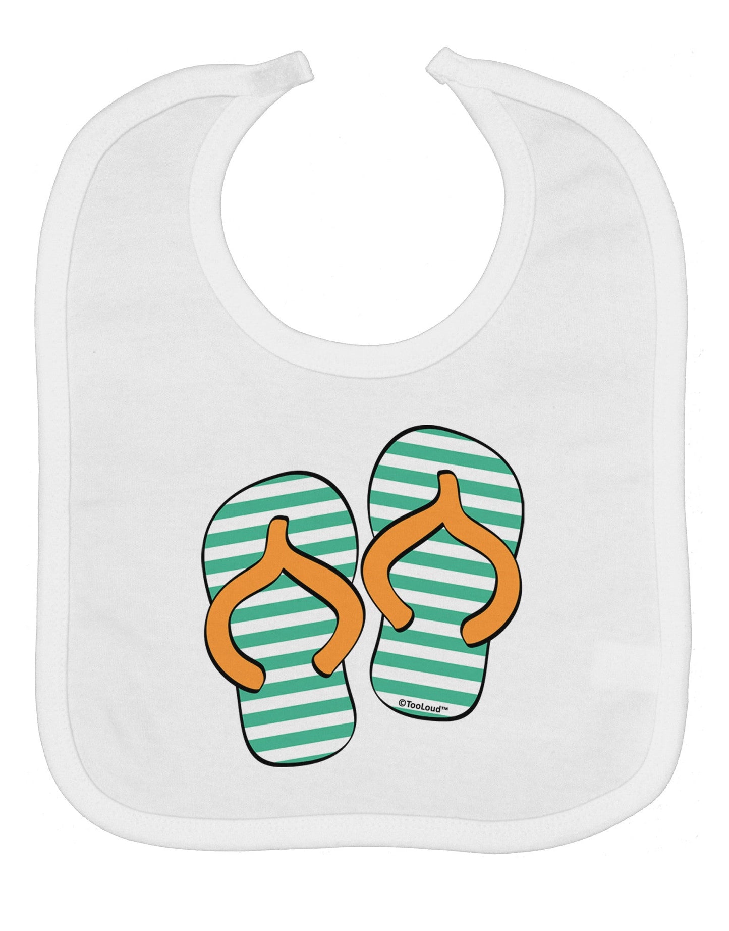 Striped Flip Flops - Teal and Orange Baby Bib