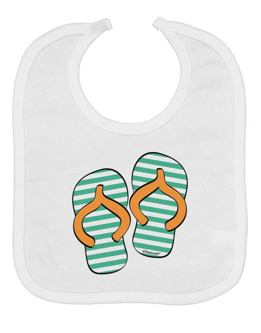 Striped Flip Flops - Teal and Orange Baby Bib