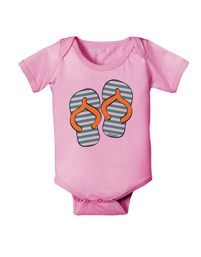 Striped Flip Flops - Teal and Orange Baby Romper Bodysuit-Baby Romper-TooLoud-Light-Pink-06-Months-Davson Sales