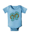 Striped Flip Flops - Teal and Orange Baby Romper Bodysuit-Baby Romper-TooLoud-Light-Blue-06-Months-Davson Sales