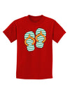 Striped Flip Flops - Teal and Orange Childrens Dark T-Shirt-Childrens T-Shirt-TooLoud-Red-X-Small-Davson Sales