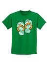 Striped Flip Flops - Teal and Orange Childrens Dark T-Shirt-Childrens T-Shirt-TooLoud-Kelly-Green-X-Small-Davson Sales