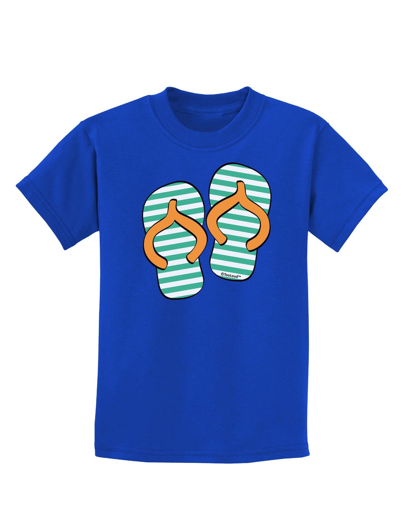 Striped Flip Flops - Teal and Orange Childrens Dark T-Shirt-Childrens T-Shirt-TooLoud-Royal-Blue-X-Small-Davson Sales