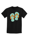 Striped Flip Flops - Teal and Orange Childrens Dark T-Shirt-Childrens T-Shirt-TooLoud-Black-X-Small-Davson Sales