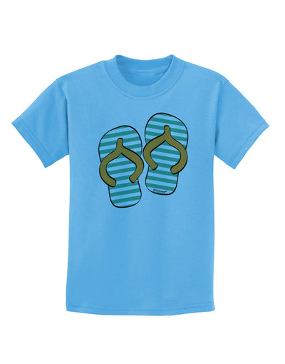 Striped Flip Flops - Teal and Orange Childrens T-Shirt-Childrens T-Shirt-TooLoud-Aquatic-Blue-X-Small-Davson Sales