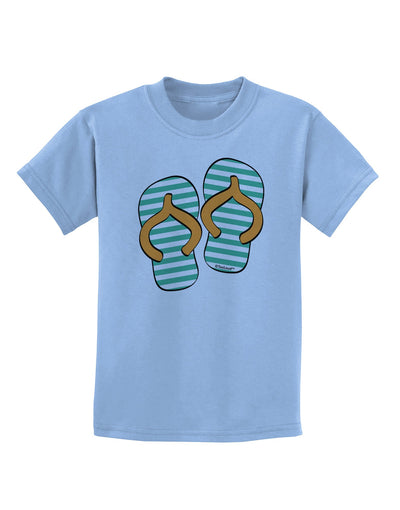 Striped Flip Flops - Teal and Orange Childrens T-Shirt-Childrens T-Shirt-TooLoud-Light-Blue-X-Small-Davson Sales