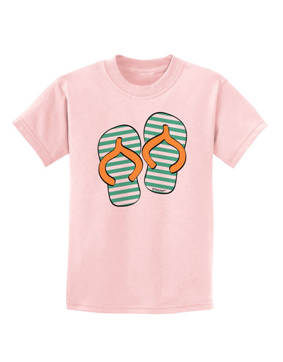 Striped Flip Flops - Teal and Orange Childrens T-Shirt-Childrens T-Shirt-TooLoud-PalePink-X-Small-Davson Sales