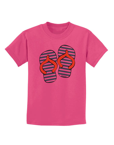 Striped Flip Flops - Teal and Orange Childrens T-Shirt-Childrens T-Shirt-TooLoud-Sangria-X-Small-Davson Sales