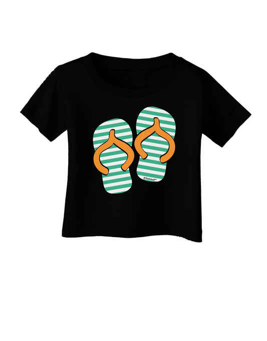 Striped Flip Flops - Teal and Orange Infant T-Shirt Dark-Infant T-Shirt-TooLoud-Black-06-Months-Davson Sales