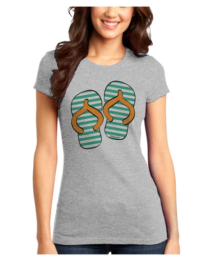 Striped Flip Flops - Teal and Orange Juniors T-Shirt-Womens Juniors T-Shirt-TooLoud-Ash-Gray-Juniors Fitted X-Small-Davson Sales