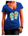 Striped Flip Flops - Teal and Orange Juniors V-Neck Dark T-Shirt-Womens V-Neck T-Shirts-TooLoud-Royal-Blue-Juniors Fitted Small-Davson Sales