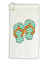 Striped Flip Flops - Teal and Orange Micro Terry Gromet Golf Towel 16 x 25 inch-Golf Towel-TooLoud-White-Davson Sales
